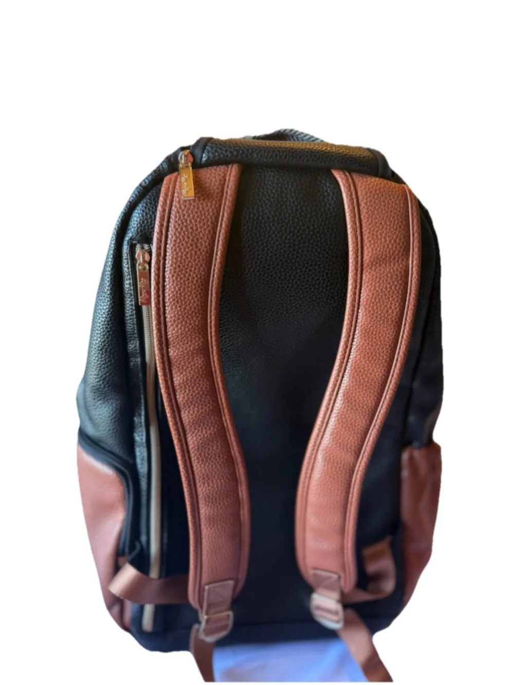 Itzy Ritzy Diaper Bag Large Boss Backpack Bottle Pocket Herringbone Coffee Cream